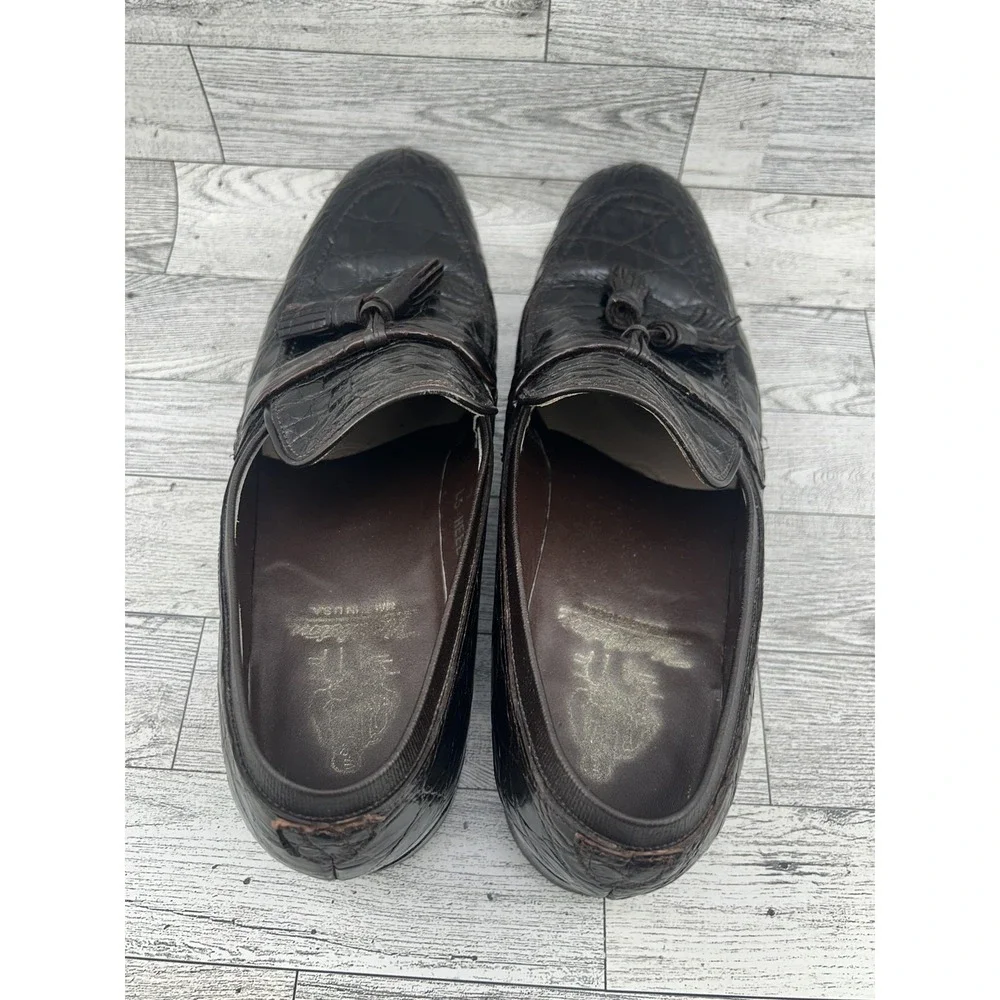 Vintage Nettleton Shoes‎ Mens Size 9 B Alligator Tassel Loafers Made USA 80s